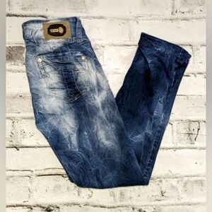 D.I.T Indigo Tech Mid Rise Skinny Ankle Cut Denim Jeans